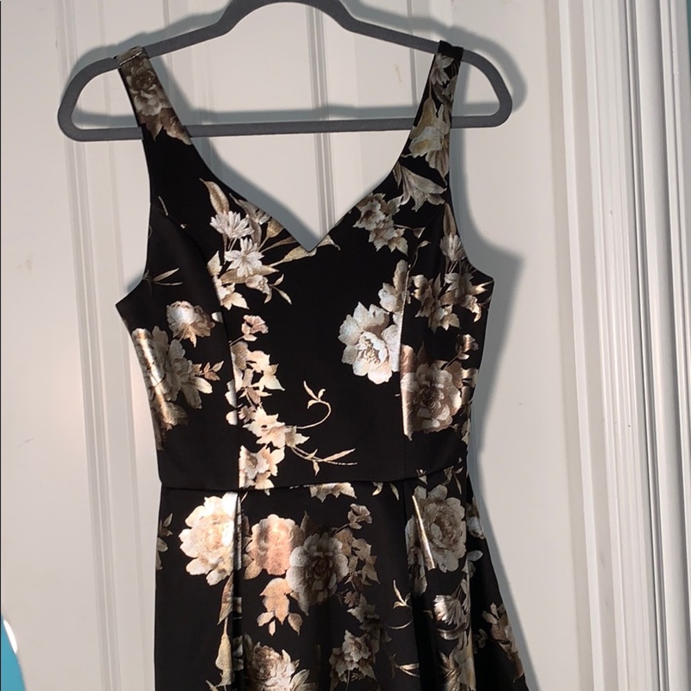 Black and Gold Floral Mini Dress